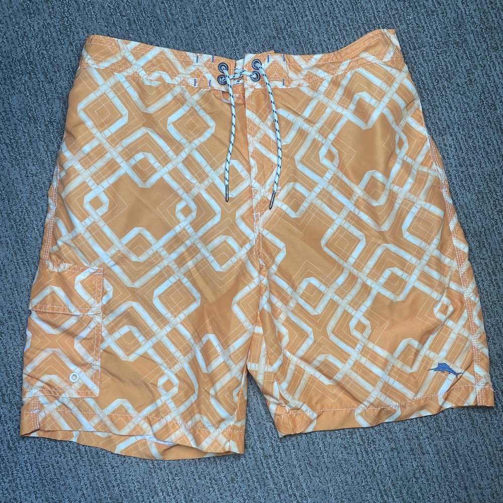 Tommy Bahama Relax Mens L Swim Trunk Shorts Lined Drawstring Orange